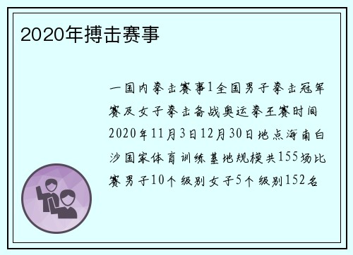 2020年搏击赛事